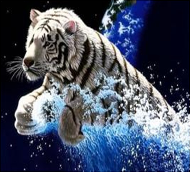 Алмазная мозаика картина стразами Тигр в прыжке, 30х40 :: Подарки и хобби