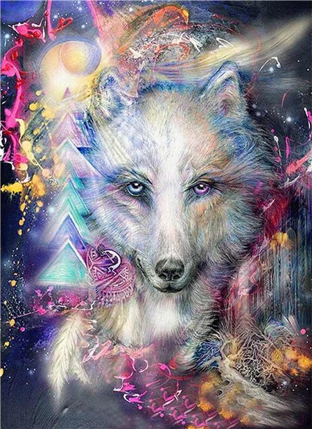Алмазная мозаика картина стразами Ловец снов с волком, 40х50 см :: Подарки и хобби