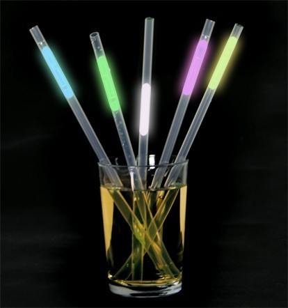 Неоновые трубочки для коктейлей Glow Straws, 6шт :: Новый год