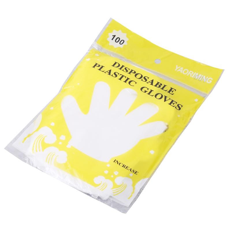 Одноразовые полиэтиленовые перчатки Disposable Plastic Gloves, 100 шт :: Товары для дома