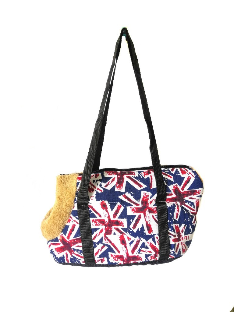 Сумка-переноска для собак с меховой отделкой Британский флаг :: Товары для дома