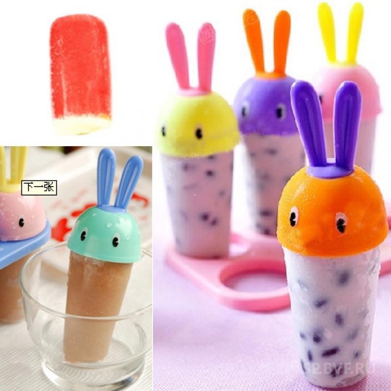 Формы для фруктового льда и мороженого "Кролики", 3 шт :: Товары для дома