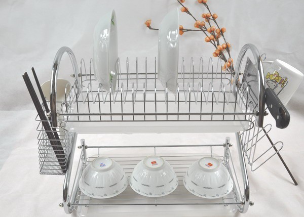 Двухъярусная сушилка для посуды с поддоном 2-LAYER DISH DRAINER :: Товары для дома