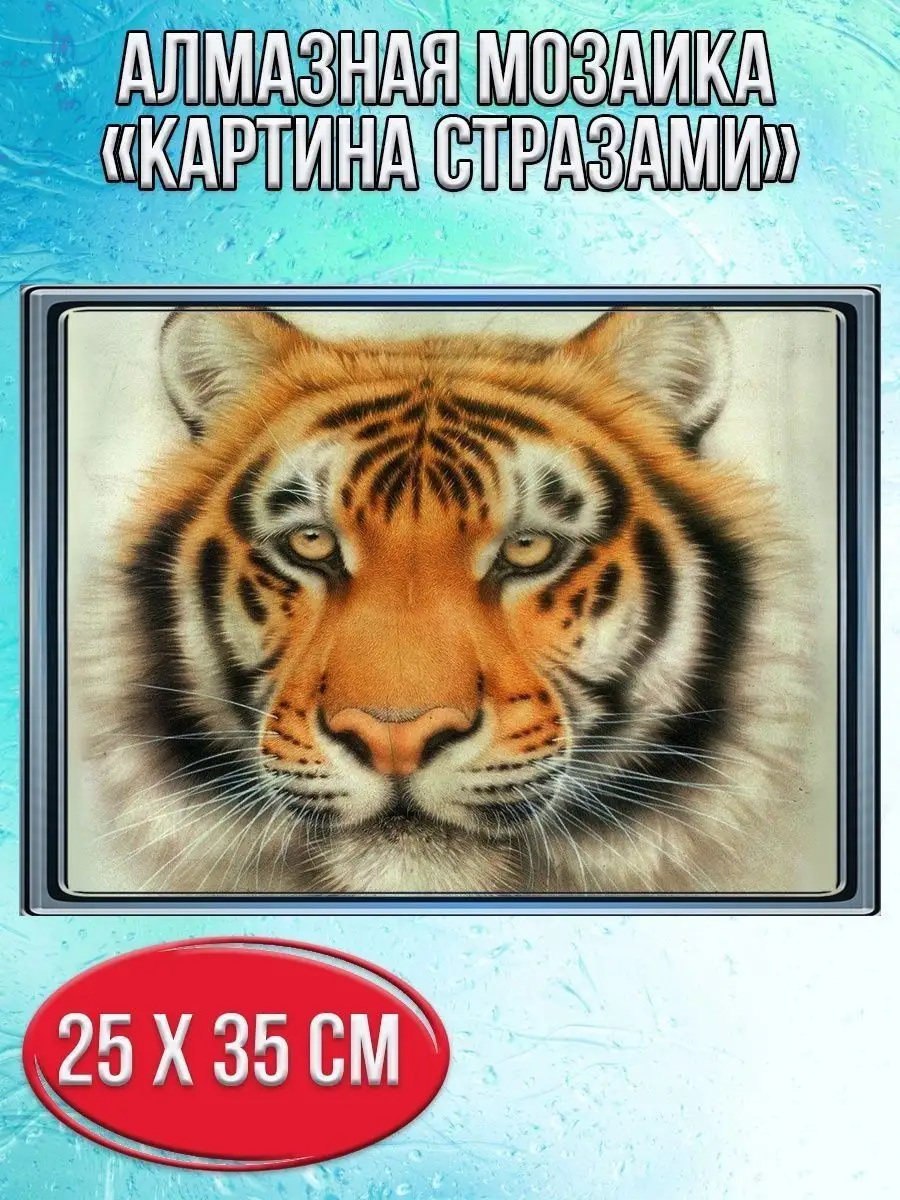 Алмазная мозаика картина стразами Тигр, 30х40 см