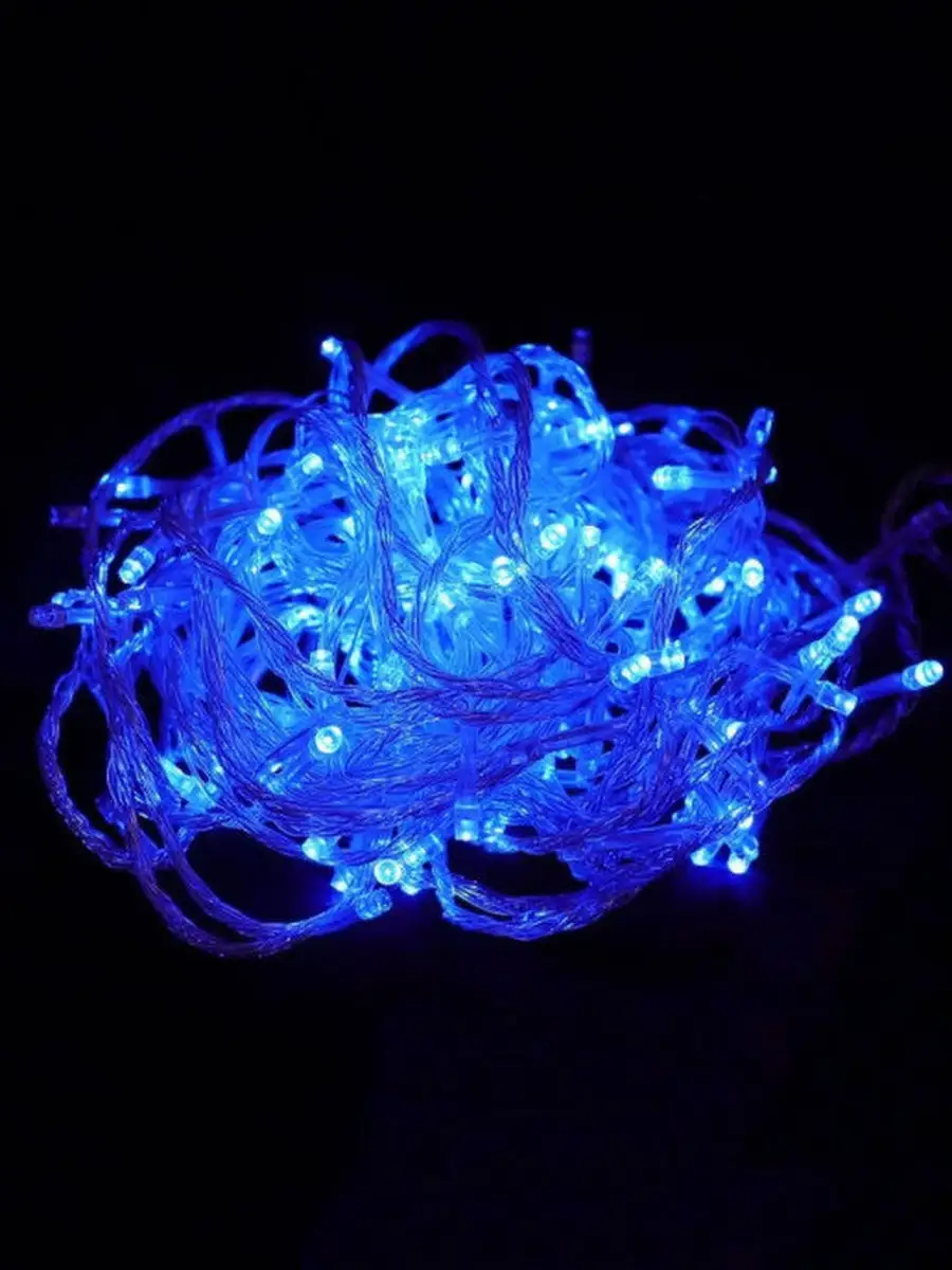 Синяя светодиодная гирлянда-нить 200 LED лампочек 15 м