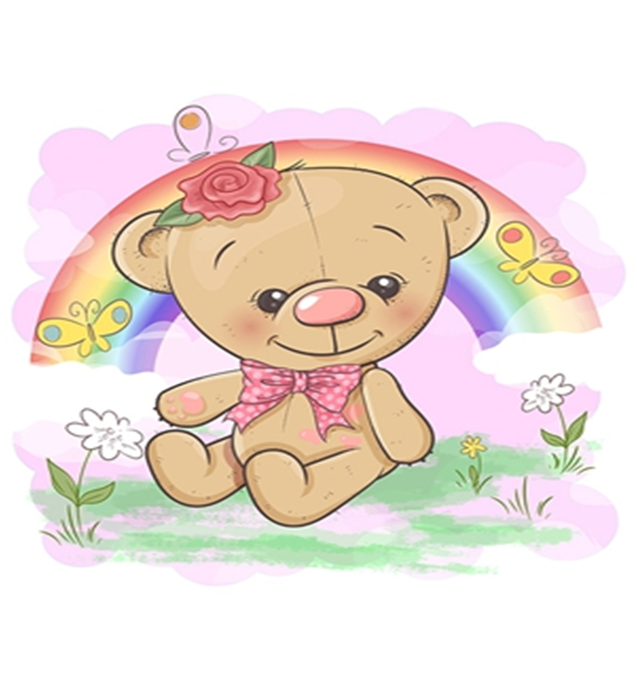 Алмазная мозаика картина стразами Мишка с радугой, 15х20 см Алмазная мозаика картина стразами Мишка с радугой, 15х20 см