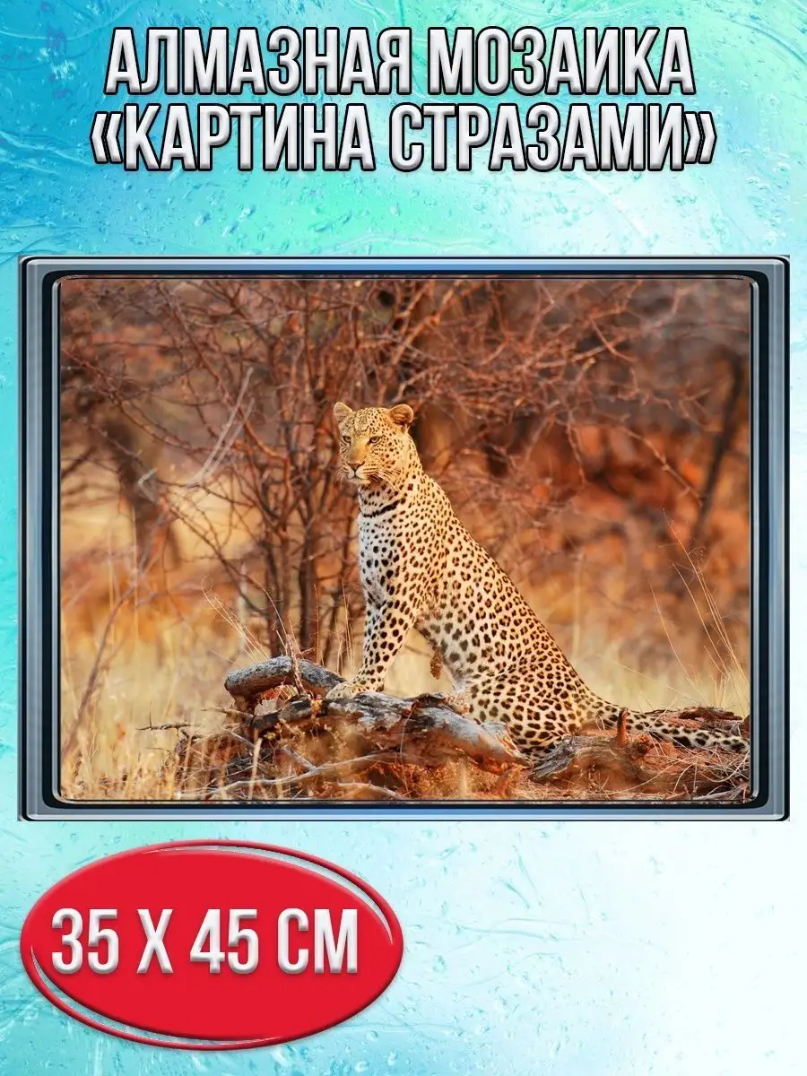 Алмазная мозаика картина стразами Леопард, 40х50 см
