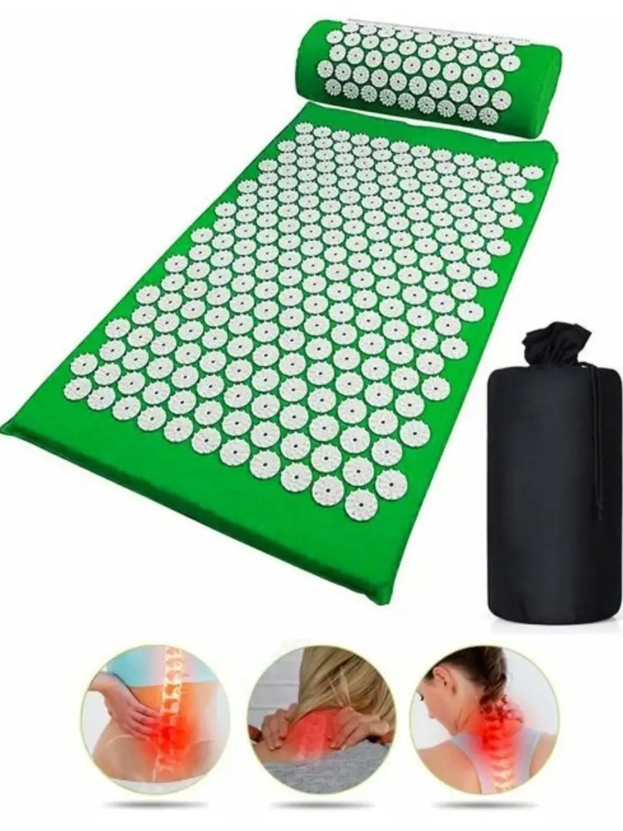 Акупунктурный массажный комплект из коврика и валика Acupressure Mat