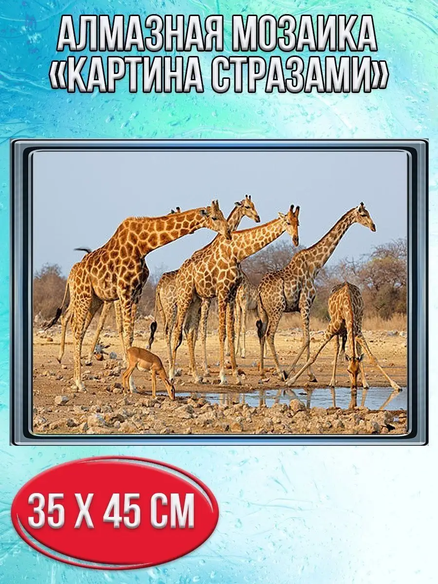 Алмазная мозаика картина стразами Жирафы, 40х50 см