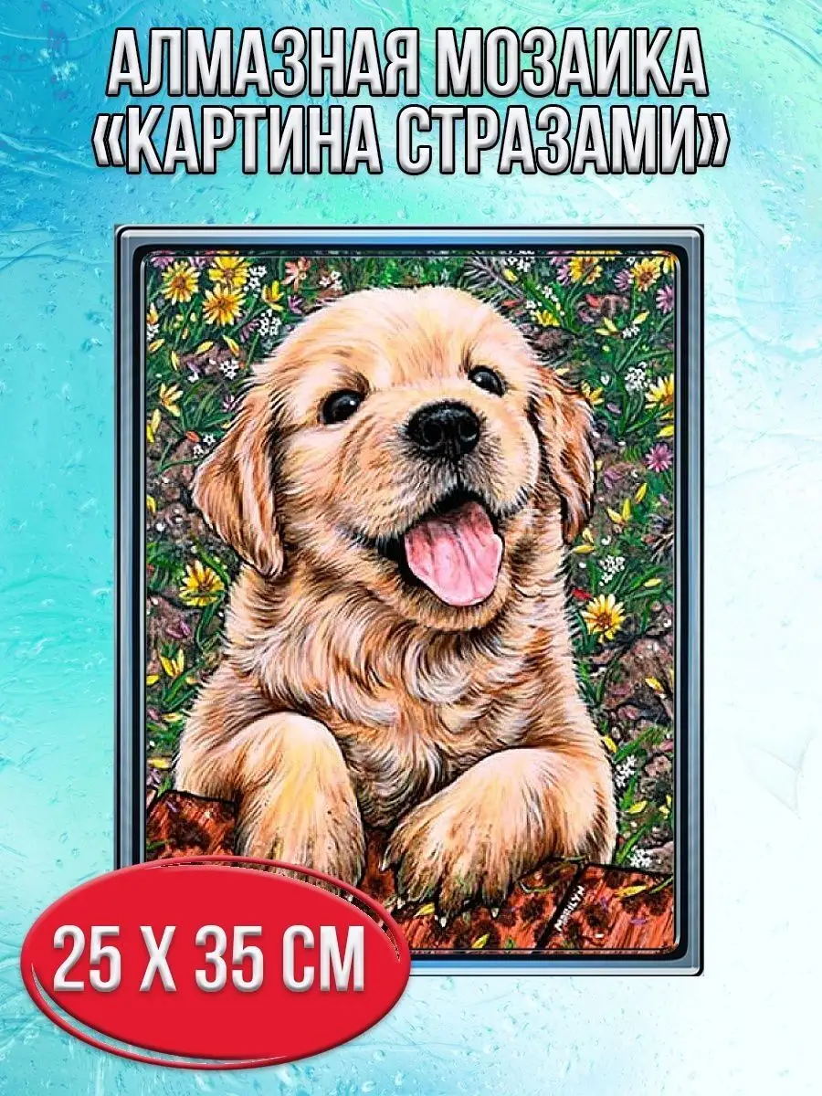 Алмазная мозаика картина стразами Собака, 30х40 см