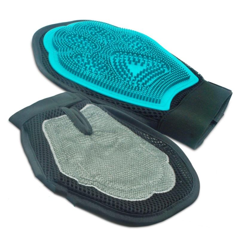варежка_для_груминга_3_в_1_grooming_glove_лапка_бирюзовая
