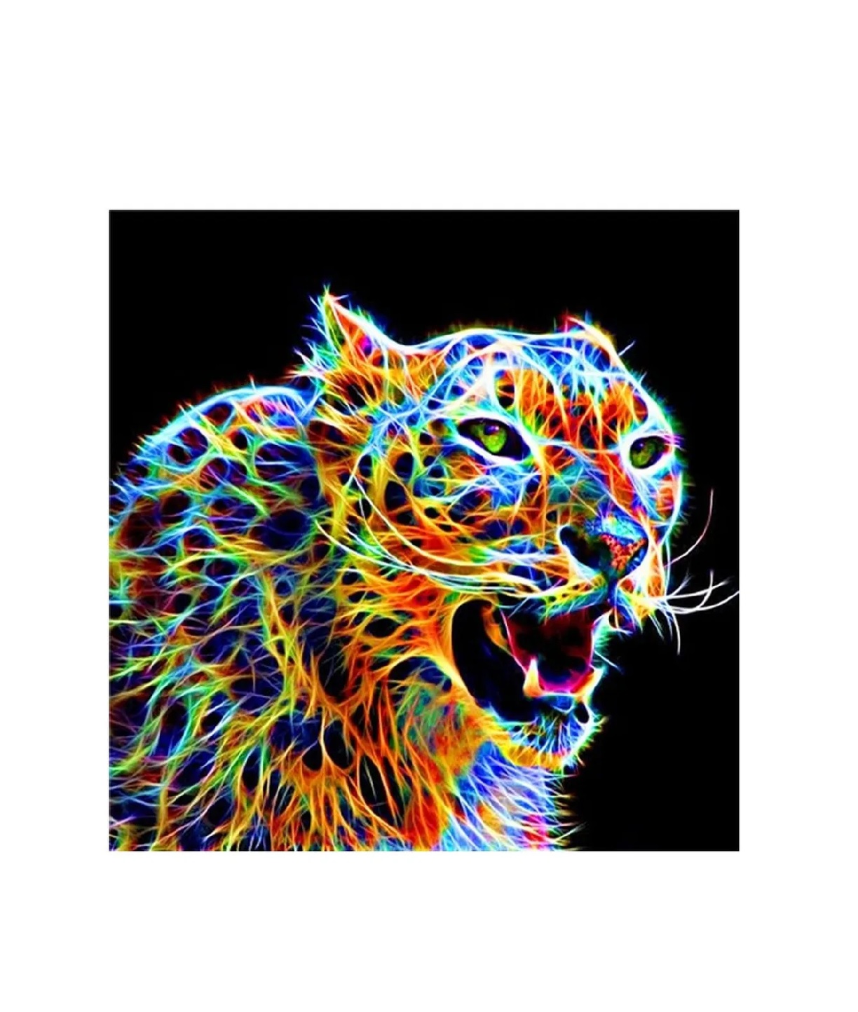 Алмазная мозаика картина стразами Разноцветная пантера, 30х30 см