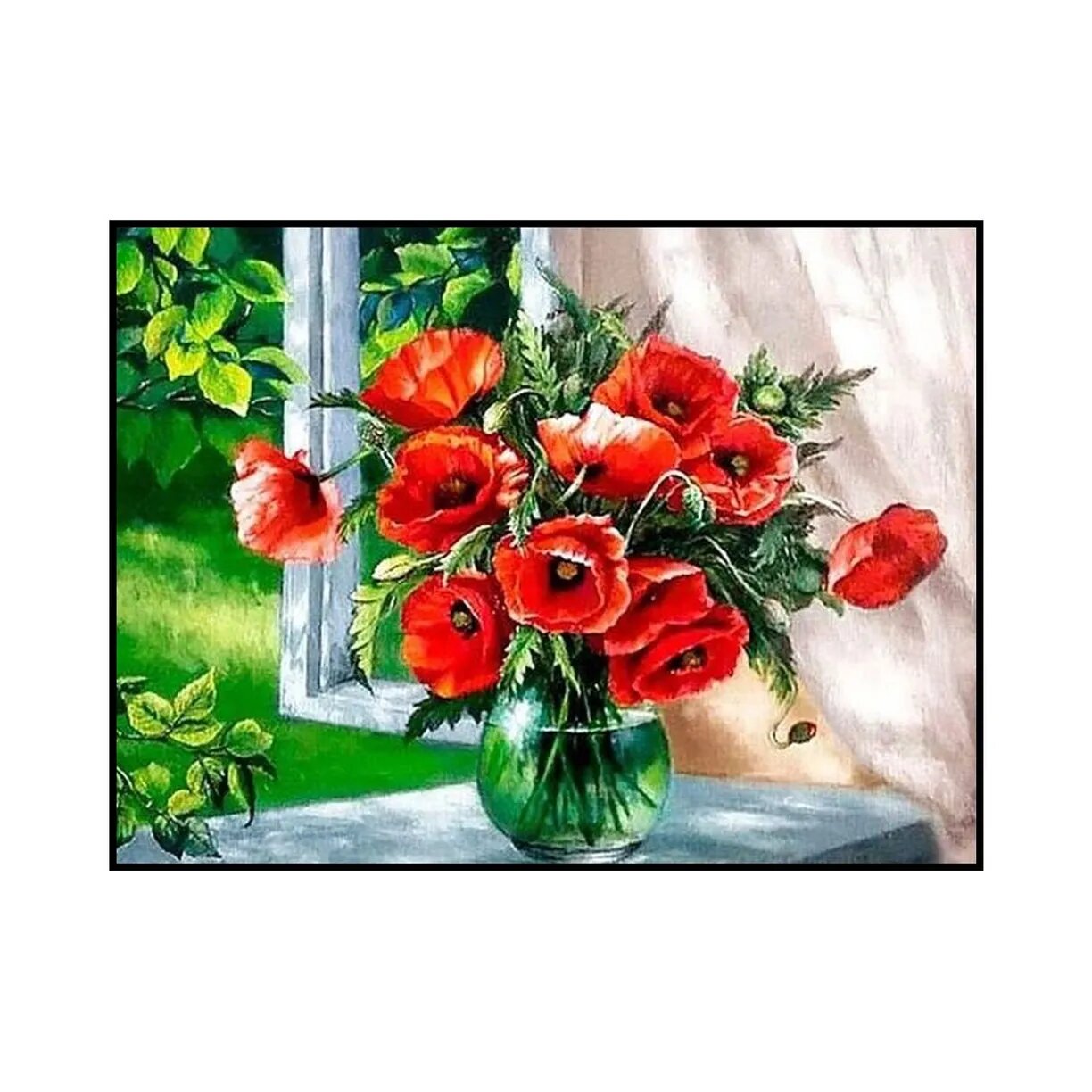 Алмазная мозаика картина стразами Букет маков, 30х40 см