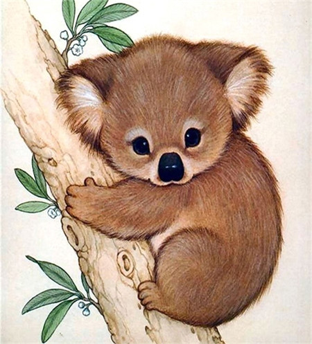 Алмазная мозаика картина стразами Коричневая коала, 15х20 см