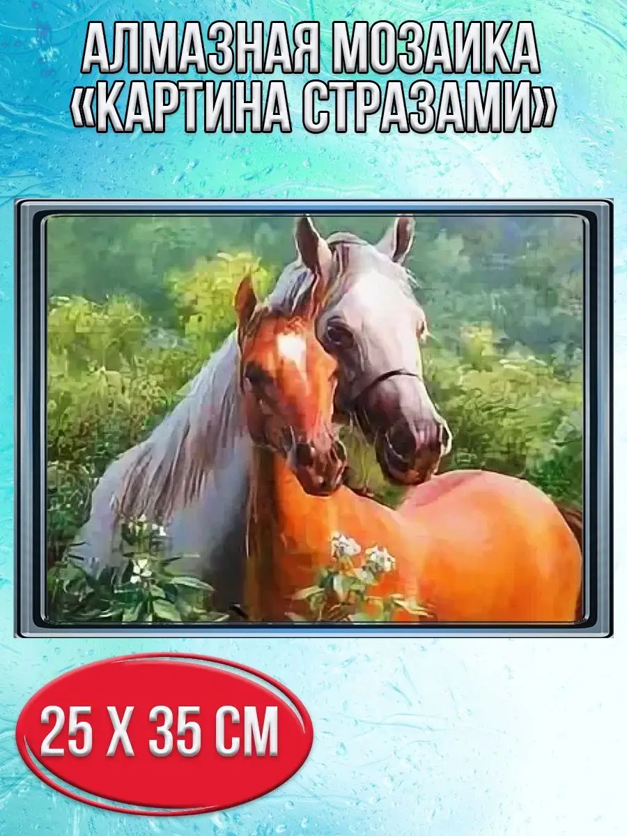 Алмазная мозаика картина стразами Две лошади, 30х40 см