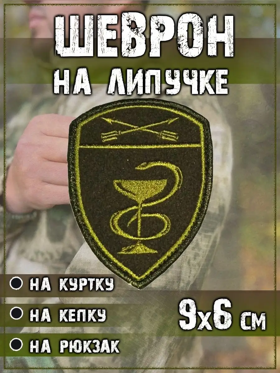 Нашивка на липучке Щит со змеем, 6.5х9 см