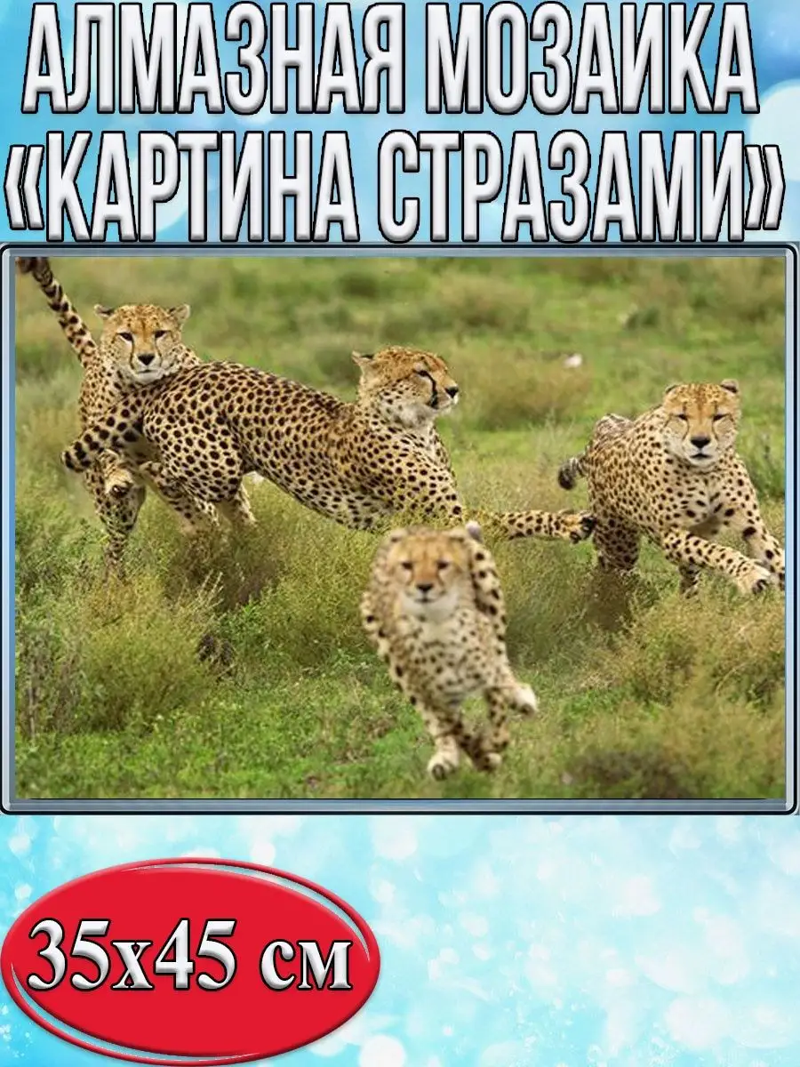 Алмазная мозаика картина стразами Гепарды, 40х50 см