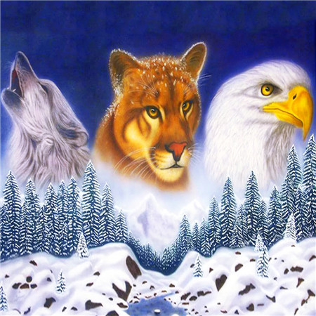 Алмазная мозаика картина стразами Волк, львица и орёл, 30х30 см Алмазная мозаика картина стразами Волк, львица и орёл, 30х30 см