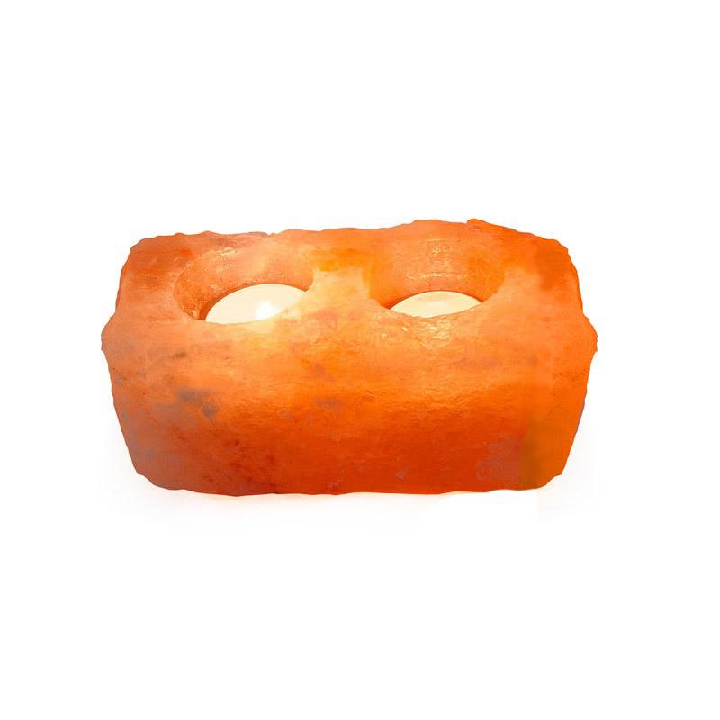 Солевой подсвечник двойной Himalayan Salt Natural Candle Holder 2 hole