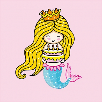 Алмазная мозаика картина стразами Русалочка с тортом, 15х20 см Алмазная мозаика картина стразами Русалочка с тортом, 15х20 см