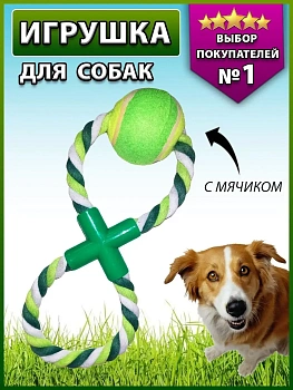 00019055 Игрушка канат восьмерка с мячом