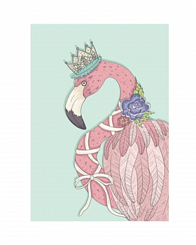 Алмазная мозаика картина стразами Фламинго с короной, 15х20 см Алмазная мозаика картина стразами Фламинго с короной, 15х20 см