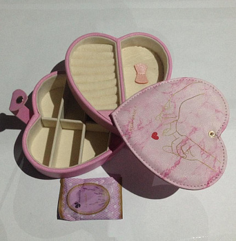 00021765 Двухъярусная шкатулка для ювелирных изделий Сердце, 14х14х9 см