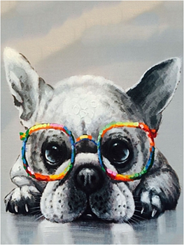 Алмазная мозаика картина стразами Щенок в очках, 15х20 см Алмазная мозаика картина стразами Щенок в очках, 15х20 см