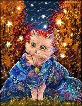 Алмазная мозаика картина стразами Котик со звёздами, 40х50 см