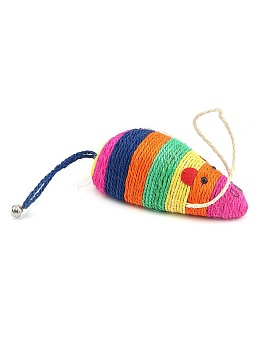 Когтеточка из сизаля Цветная мышь, 24х10х10 см