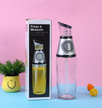 Стеклянная бутылка для масла и уксуса с дозатором, 500 мл