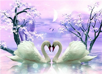 Алмазная мозаика картина стразами Два лебедя, 50х65 см