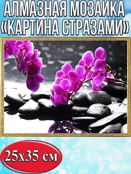 Алмазная мозаика картина стразами Сиреневая орхидея, 30х40 см