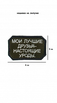 00058361 Нашивка на липучке Мои лучшие друзья - настоящие уроды, 8х5 см