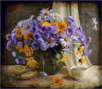 Алмазная мозаика картина стразами Натюрморт с яркими астрами, 30х40 см Алмазная мозаика картина стразами Натюрморт с яркими астрами, 30х40 см