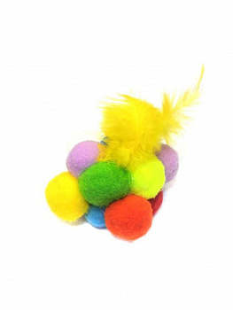 00021752 Игрушка для кошек из плюшевых шариков с пёрышками