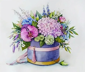 Алмазная мозаика картина стразами Короб с цветами, 30х40 см