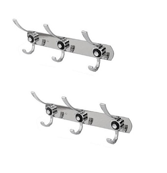 Настенная хромированная планка с тремя крючками