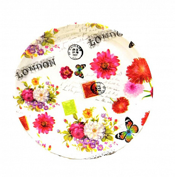 00012759 Круглый пластиковый поднос с красочным рисунком