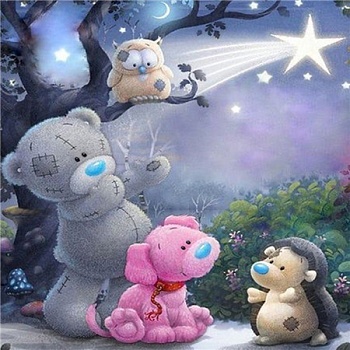 Алмазная мозаика картина стразами Мишка Тедди с друзьями, 30х30 см