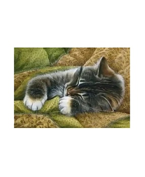 Алмазная мозаика картина стразами Спящий котёнок, 30х40 см