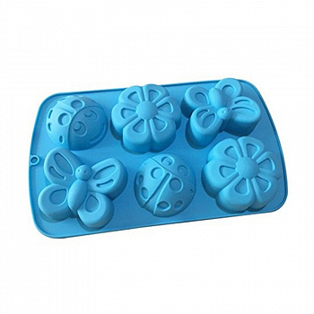 00005713 Силиконовые формы для кексов  (бабочка, божья коровка, цветок), 6 ячеек