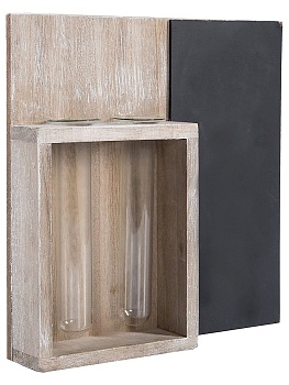 Декоративная подвесная деревянная доска с 2 вазами из стекла