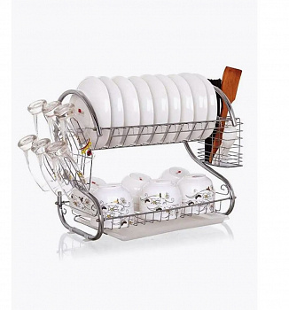 Двухъярусная сушилка для посуды с поддоном 2-LAYER DISH DRAINER