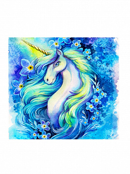 Алмазная мозаика картина стразами Единорог с голубой гривой, 30х30 см Алмазная мозаика картина стразами Единорог с голубой гривой, 30х30 см