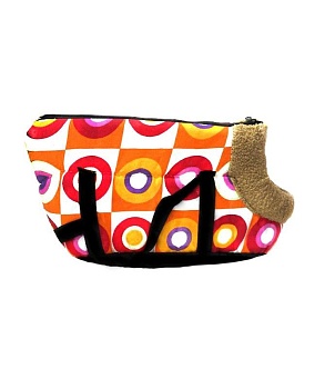 Сумка-переноска для собак с меховой отделкой и узором Цветные кружочки Сумка-переноска для собак с меховой отделкой и узором Цветные кружочки