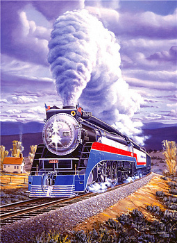 Алмазная мозаика картина стразами Паровоз, 50х65 см