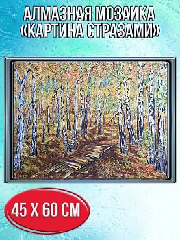 Алмазная мозаика картина стразами Берёзовая роща, 50х65 см