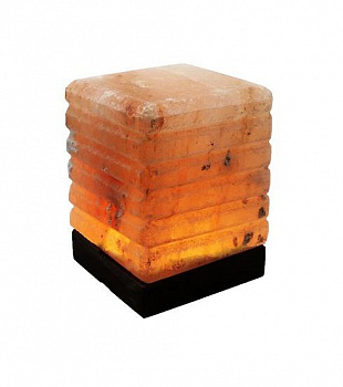 Солевая лампа Куб 10х10 см с резьбой Himalayan Salt Lamp Cube 4x4x4 inch Cutwork