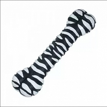 00015806 Виниловая игрушка-пищалка для собак Кость Зебра, 19 см